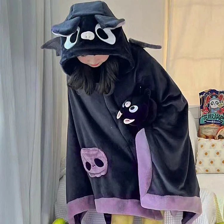 Kawaii Cartoon Bat Hooded Blanket - Kawaii Side