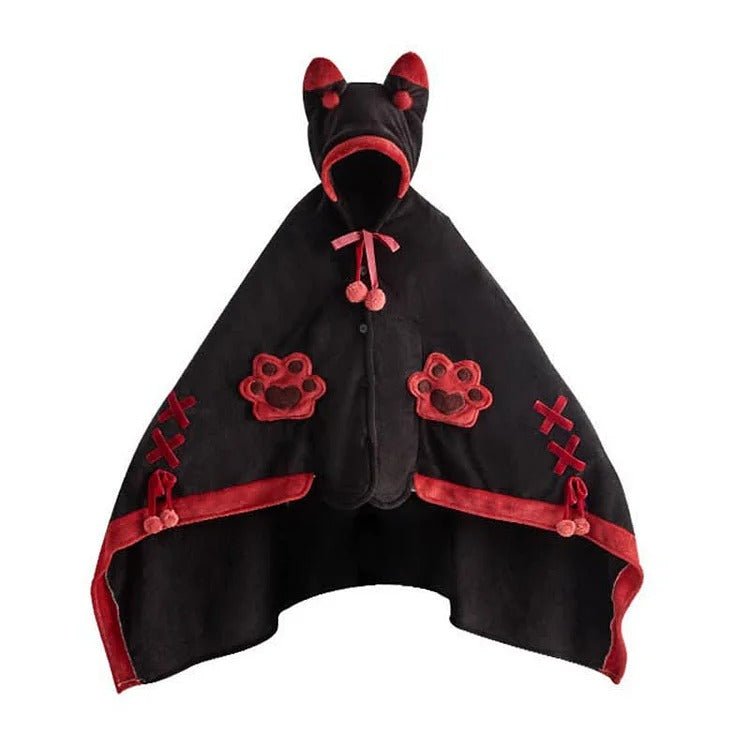 Kawaii Cartoon Fox Paw Plush Hooded Blanket - Kawaii Side