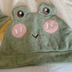 Kawaii Cartoon Frog Eyes Ears Hooded Pajamas Set - Kawaii Side