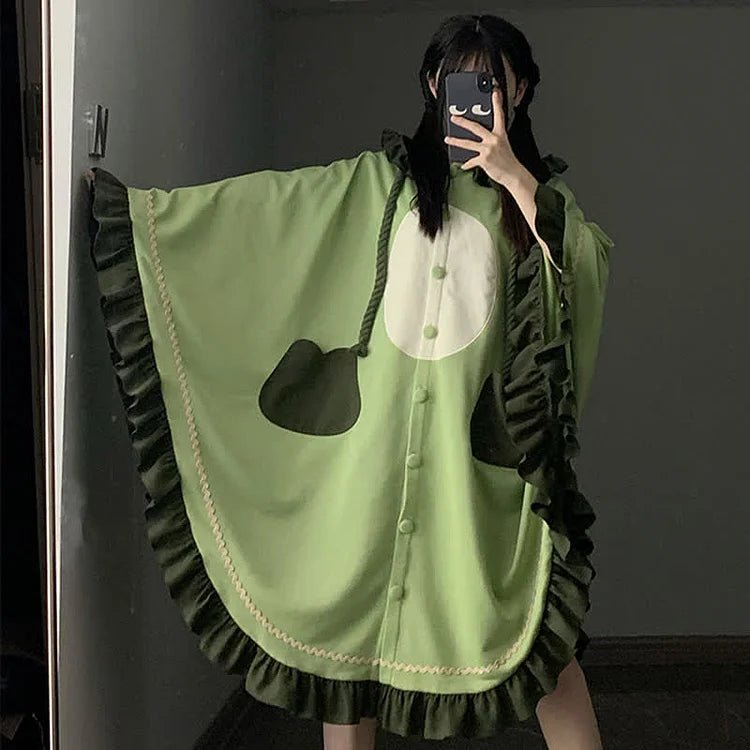 Kawaii Cartoon Frog Hooded Cloak Blanket - Kawaii Side