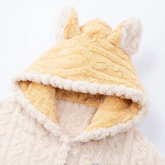 Kawaii Cartoon Puppy Embroidery Plush Hooded Pajamas Set - Kawaii Side