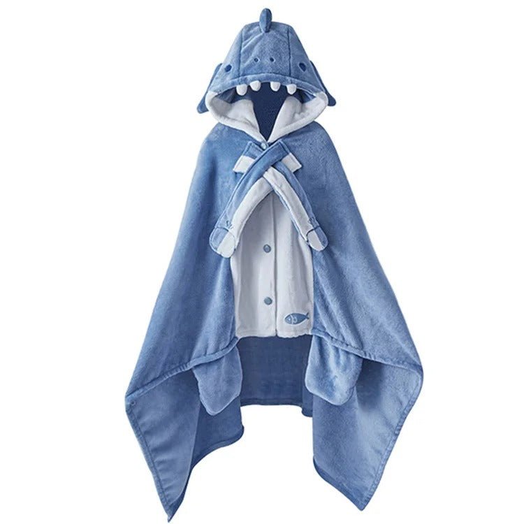 Kawaii Cartoon Shark Hooded Blanket - Kawaii Side