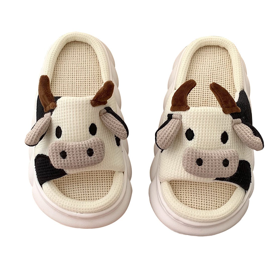 Kawaii Cow Linen Summer Sandals - Kawaii Side