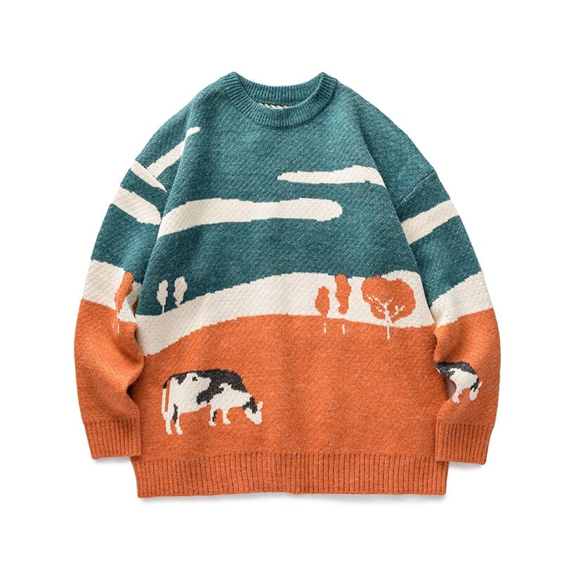 Kawaii Cow Pullover Sweater - Kawaii Side