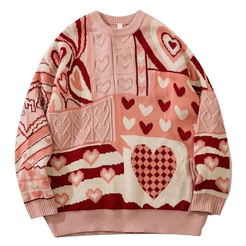 Kawaii Fluffy Heart Pullover Sweater - Kawaii Side