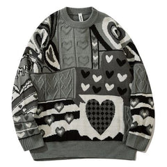 Kawaii Fluffy Heart Pullover Sweater - Kawaii Side