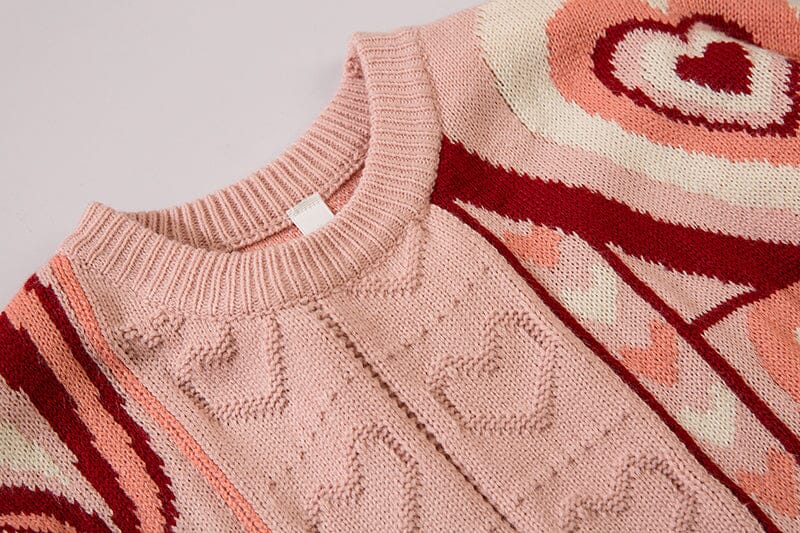 Kawaii Fluffy Heart Pullover Sweater - Kawaii Side