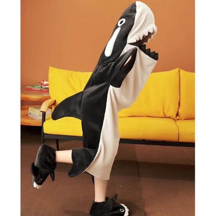 Kawaii Killer Whales Hooded Jumpsuit Pajamas - Kawaii Side