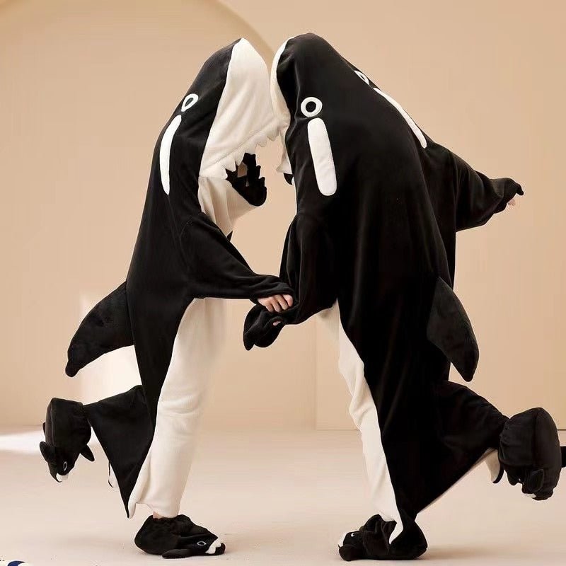 Kawaii Killer Whales Hooded Jumpsuit Pajamas - Kawaii Side