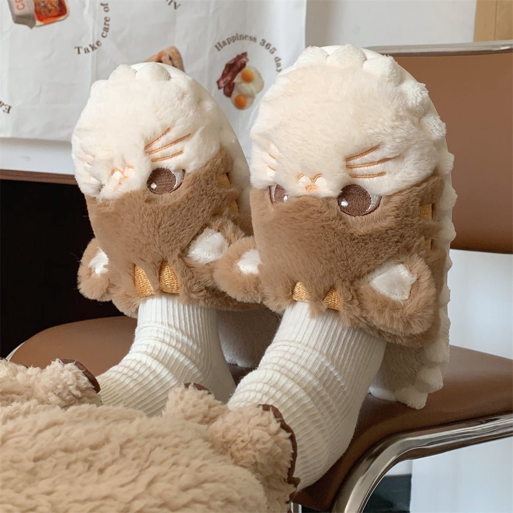 Kawaii Kitty Fuzzy Home Slippers - Kawaii Side