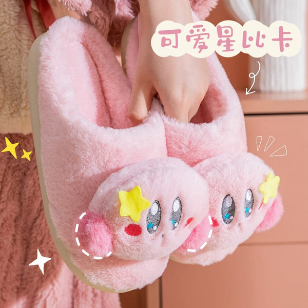 Kawaii Pink Plush Slippers - Kawaii Side