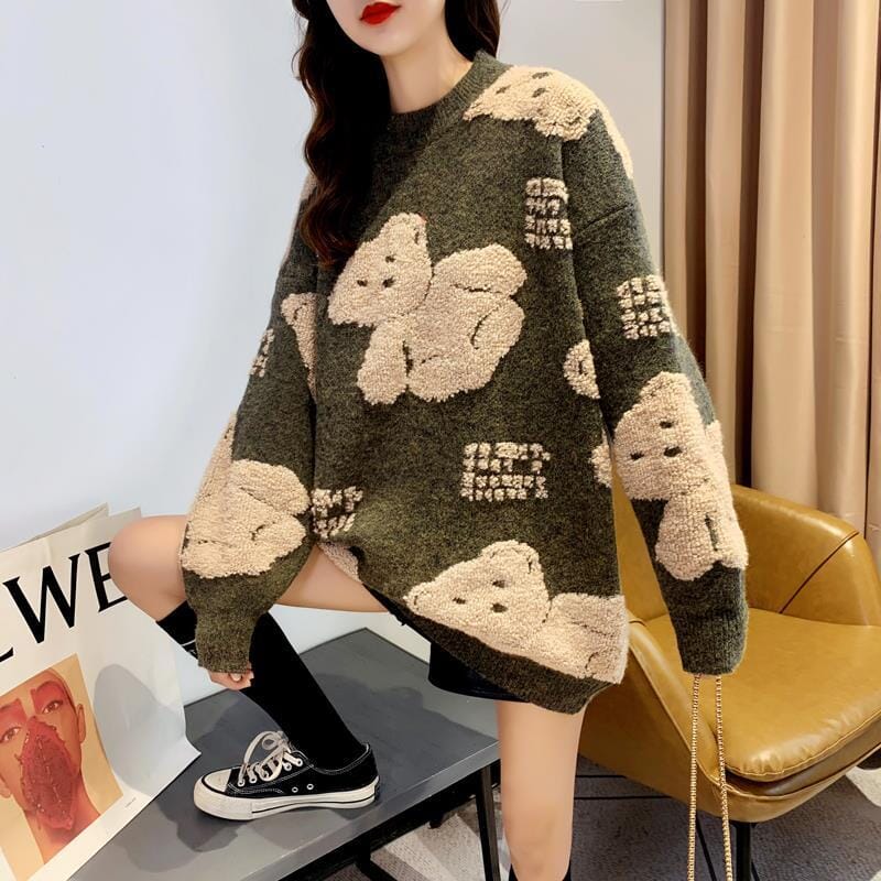 Kawaii Teddy Bear Fluffy Sweater - Kawaii Side