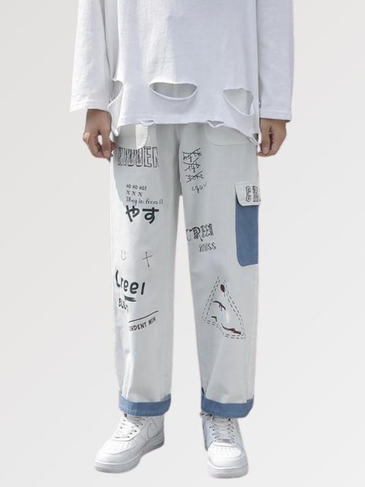 Korean Streetwear Pants 'Graphica' - Kawaii Side