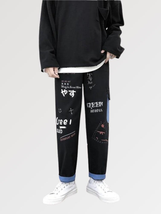 Korean Streetwear Pants 'Graphica' - Kawaii Side