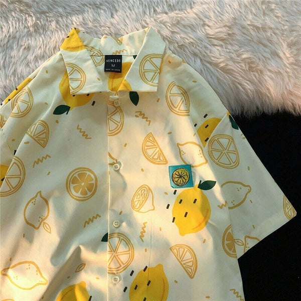 Lemon Pattern Dress Shirt - Kawaii Side