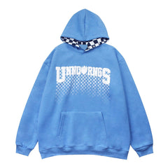 Letter Checkerboard Gradient Hoodie - Kawaii Side