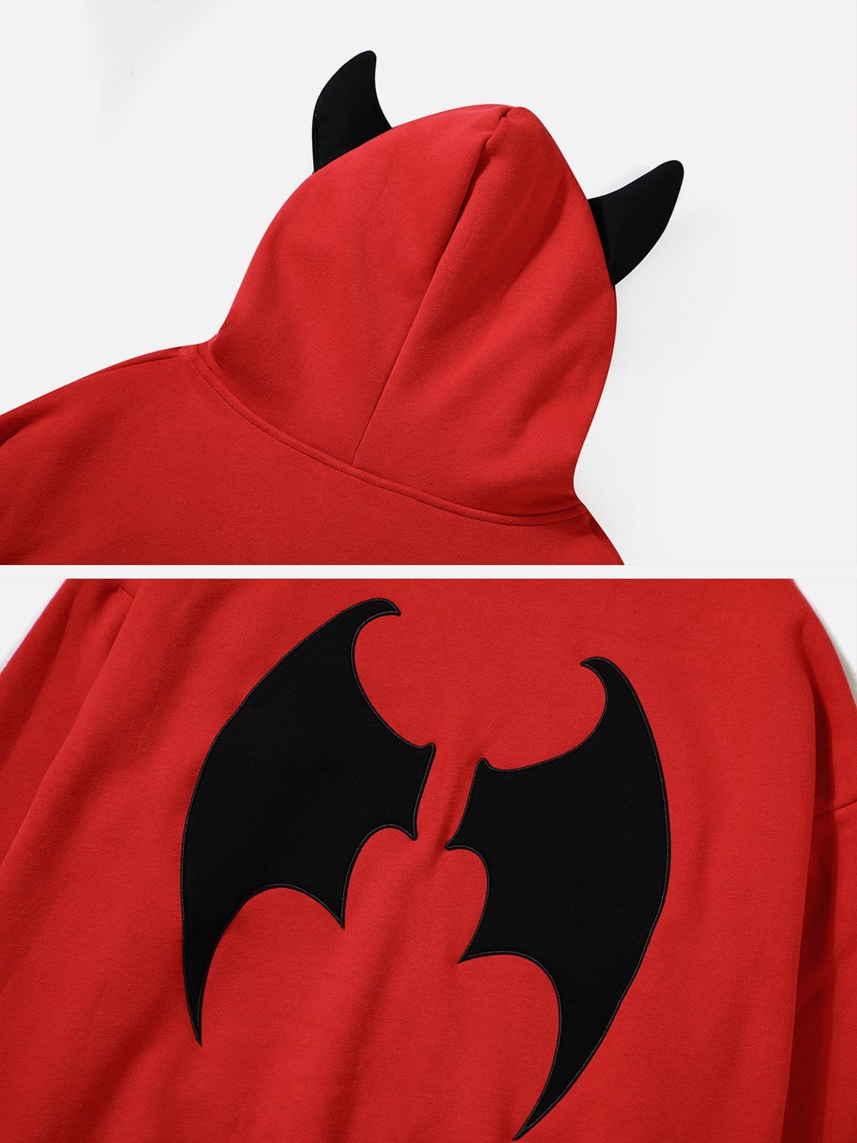 Little Devil Embroidery Thick Hoodie - Kawaii Side