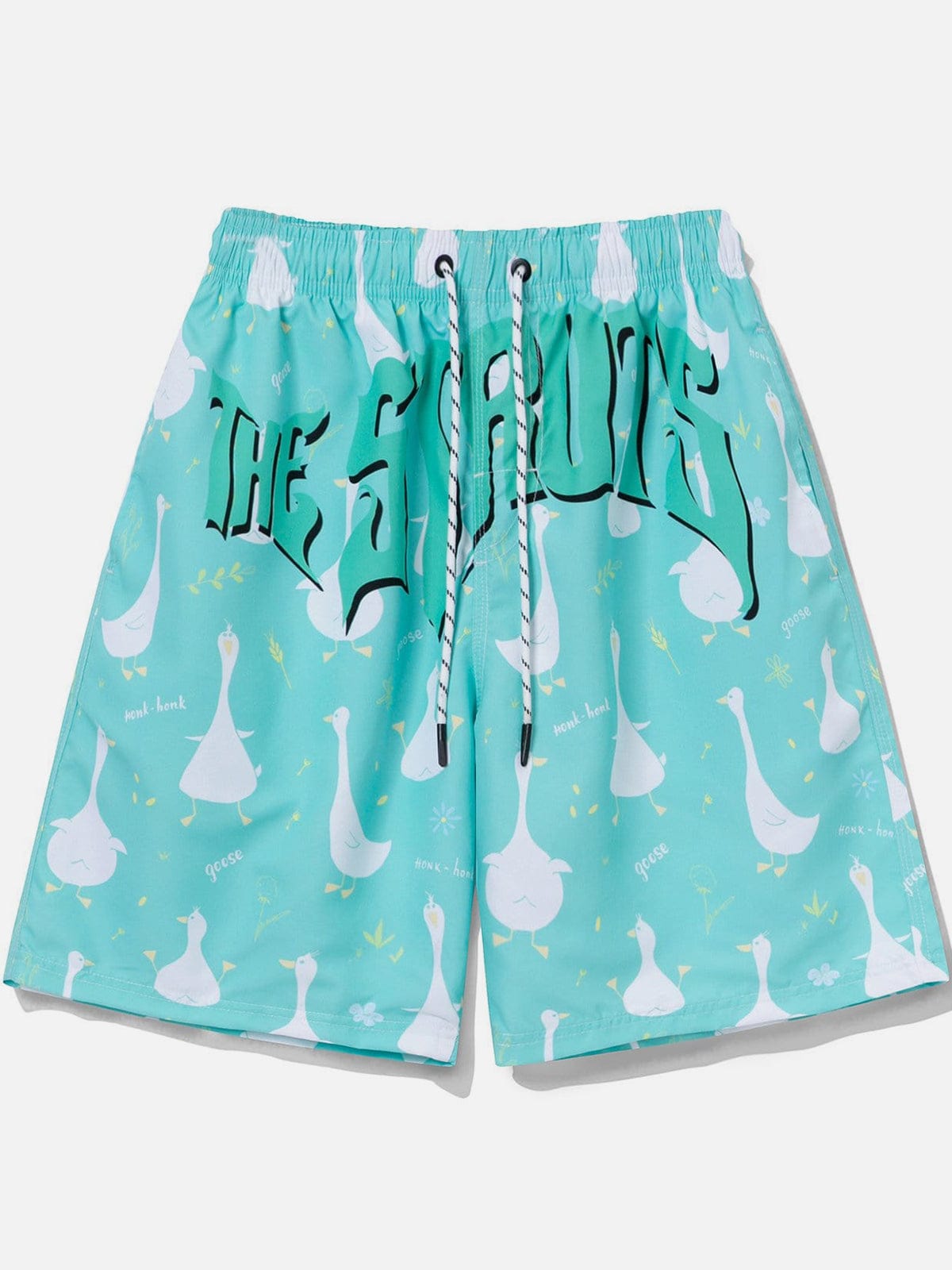 Long Neck Goose Print Shorts - Kawaii Side