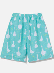 Long Neck Goose Print Shorts - Kawaii Side