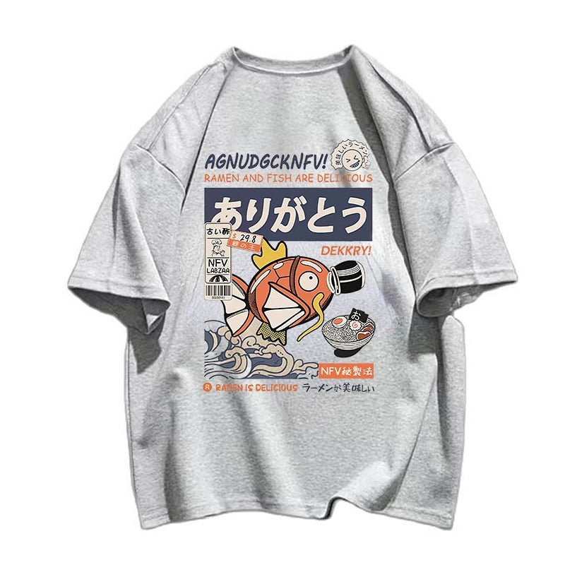 Magikarp Ramen and Fish Streetwear T-Shirt - Kawaii Side