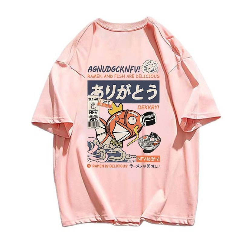 Magikarp Ramen and Fish Streetwear T-Shirt Brown / XL