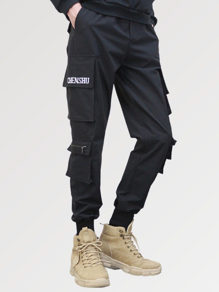 Men's Multi-Pocket Cargo Pants 'Haki' - Kawaii Side