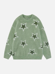 Mohair Star Jacquard Sweater - Kawaii Side