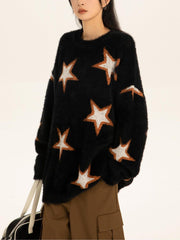 Mohair Star Jacquard Sweater - Kawaii Side