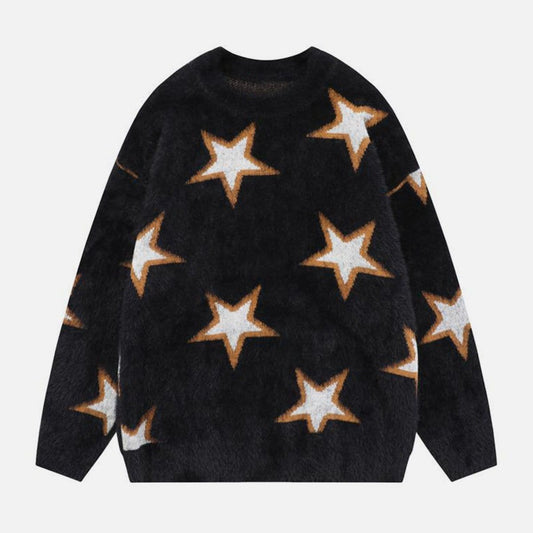 Mohair Star Jacquard Sweater - Kawaii Side