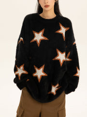 Mohair Star Jacquard Sweater - Kawaii Side