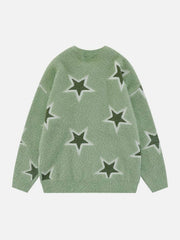 Mohair Star Jacquard Sweater - Kawaii Side