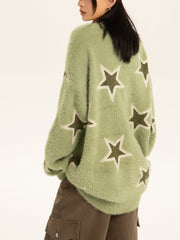 Mohair Star Jacquard Sweater - Kawaii Side