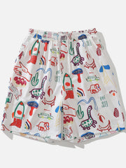 Multi Element Graffiti Shorts - Kawaii Side