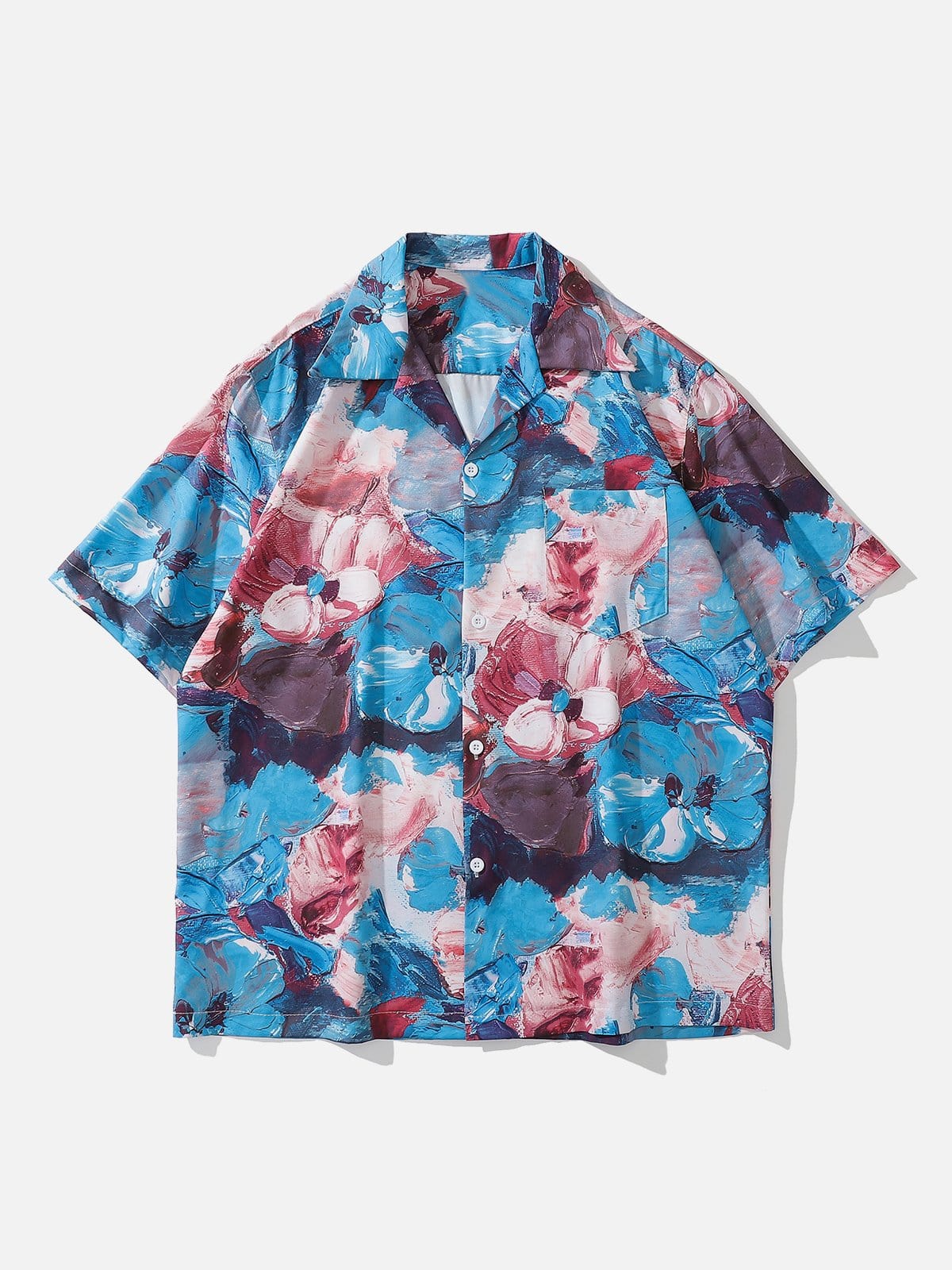 Oil Painting Flower Short Sleeve Shirt - Kawaii Side