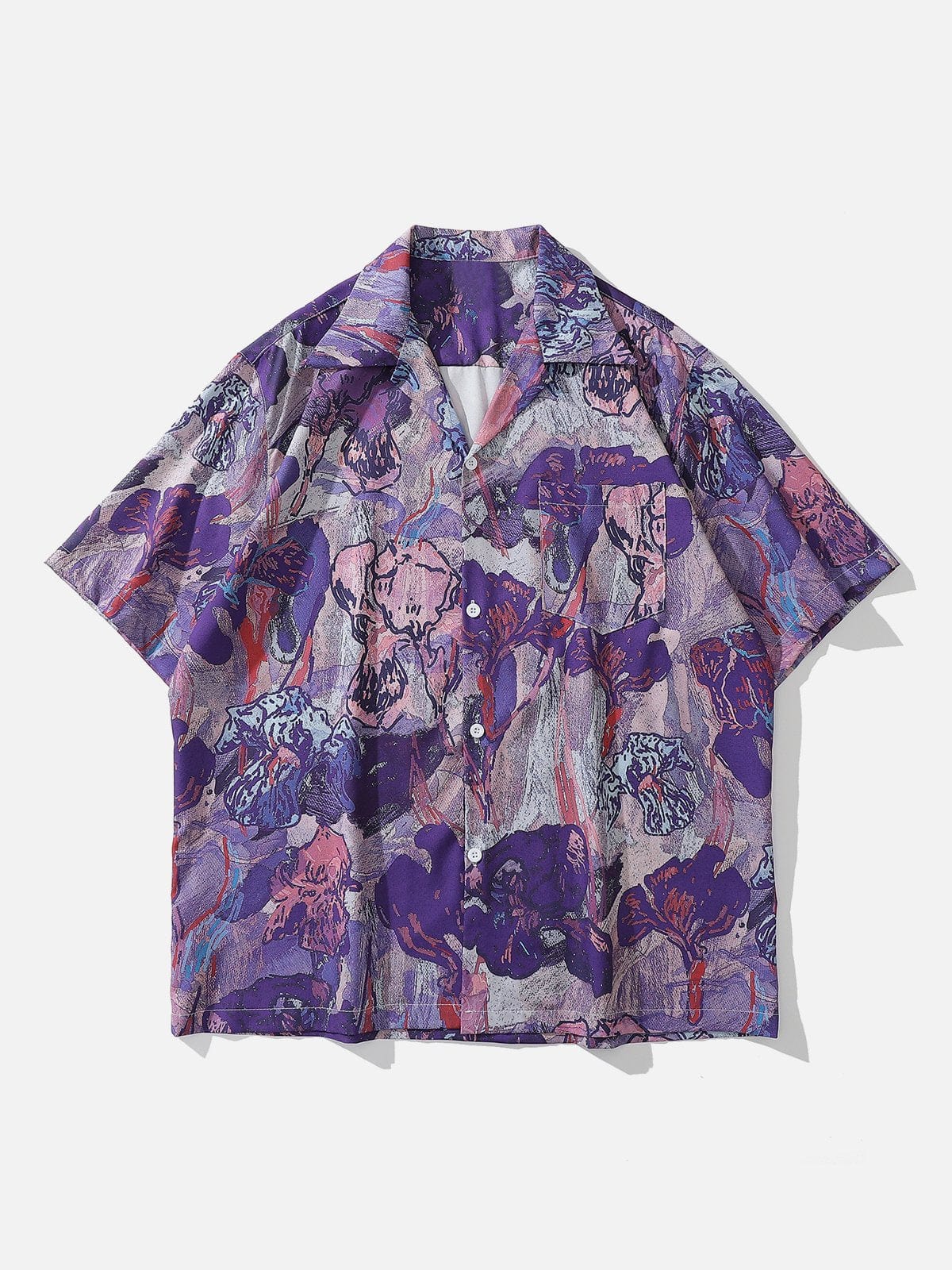 Oil Painting Tree Short Sleeve Shirt - Kawaii Side