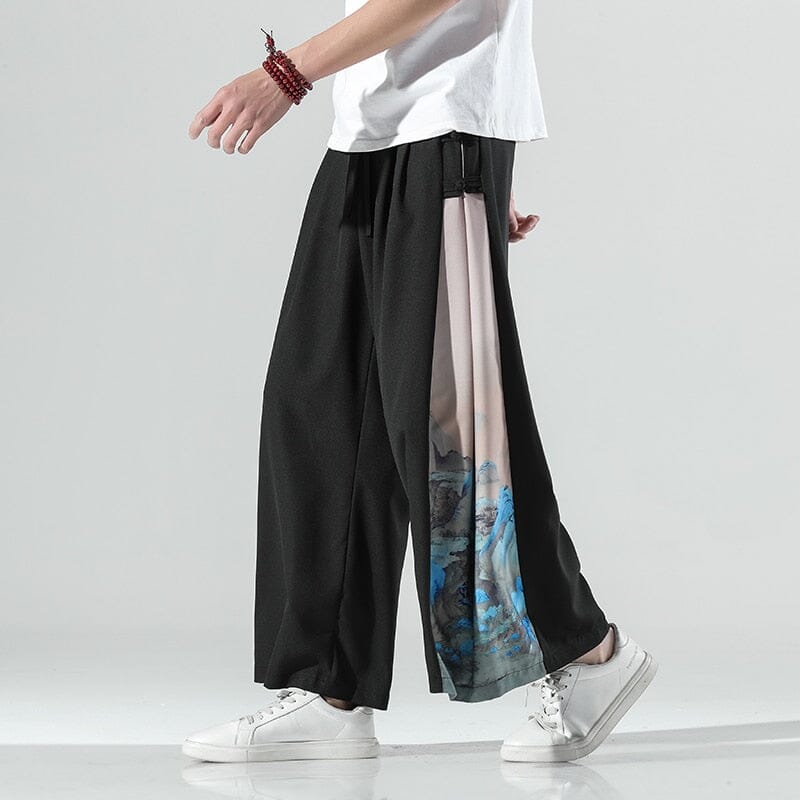 Oriental Straight Leg Baggy Pants - Kawaii Side