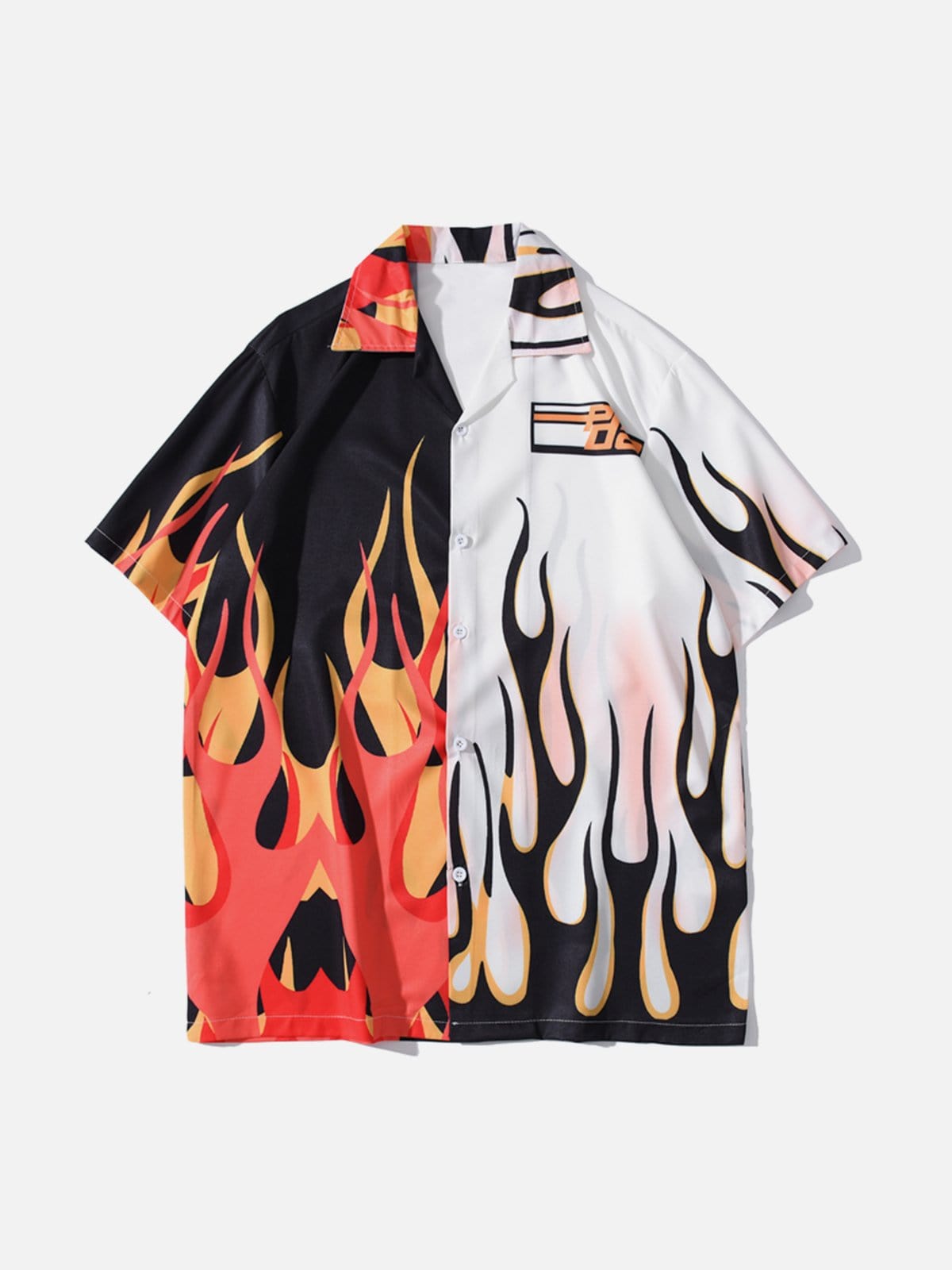 Patchwork Flame Short Sleeve Shirt - Kawaii Side