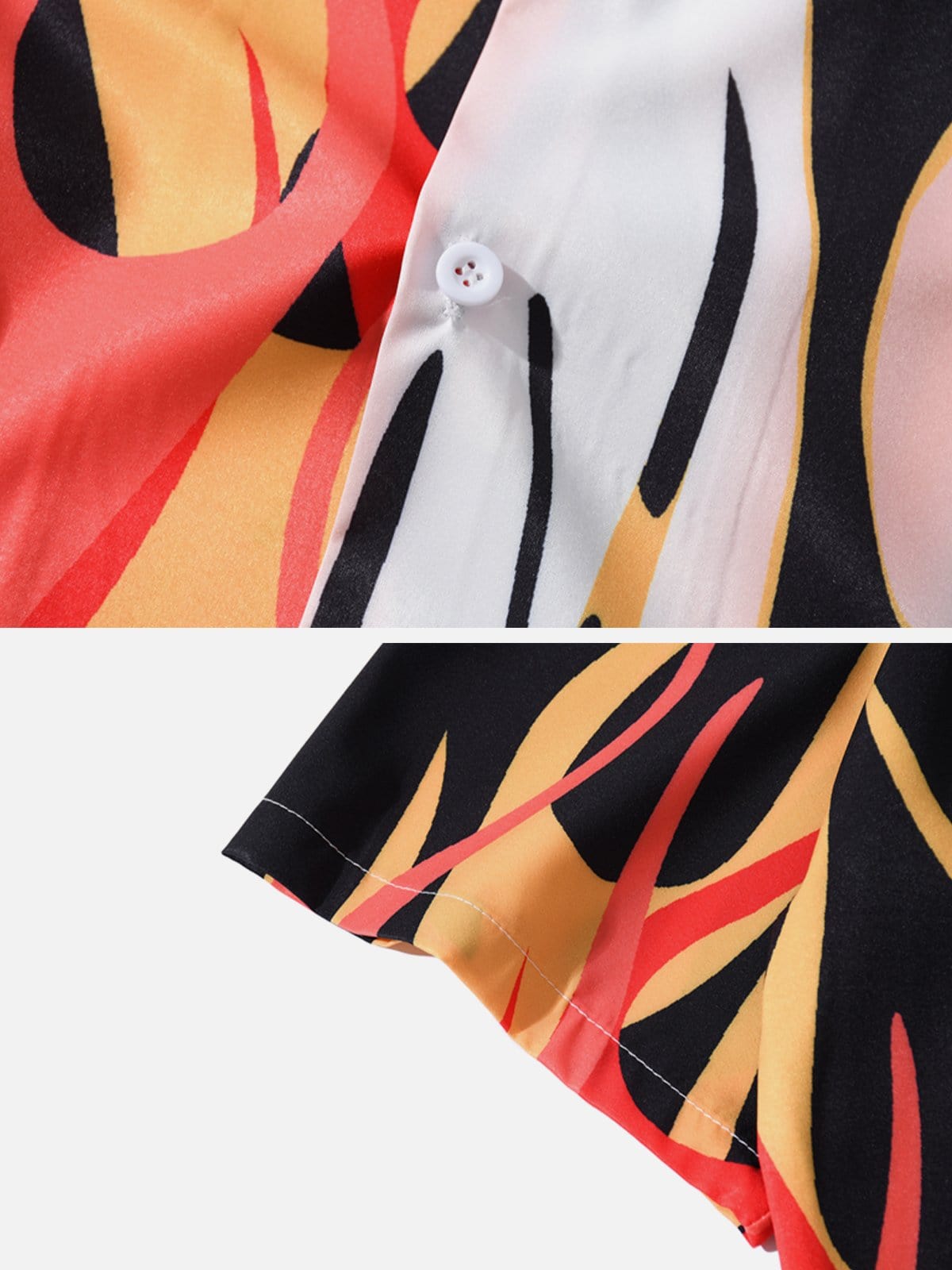 Patchwork Flame Short Sleeve Shirt - Kawaii Side