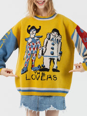 Patchwork Sleeve Joker Knit Sweater - Kawaii Side