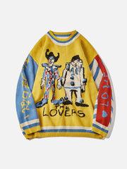 Patchwork Sleeve Joker Knit Sweater - Kawaii Side