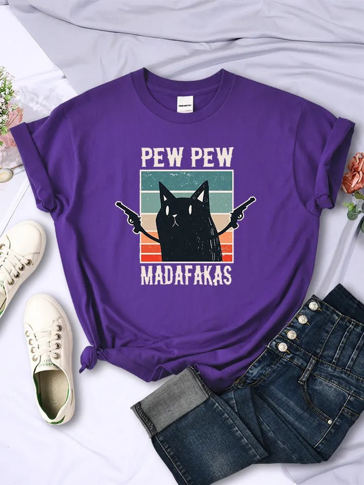 Pew Pew Cat Casual T-Shirt - Kawaii Side