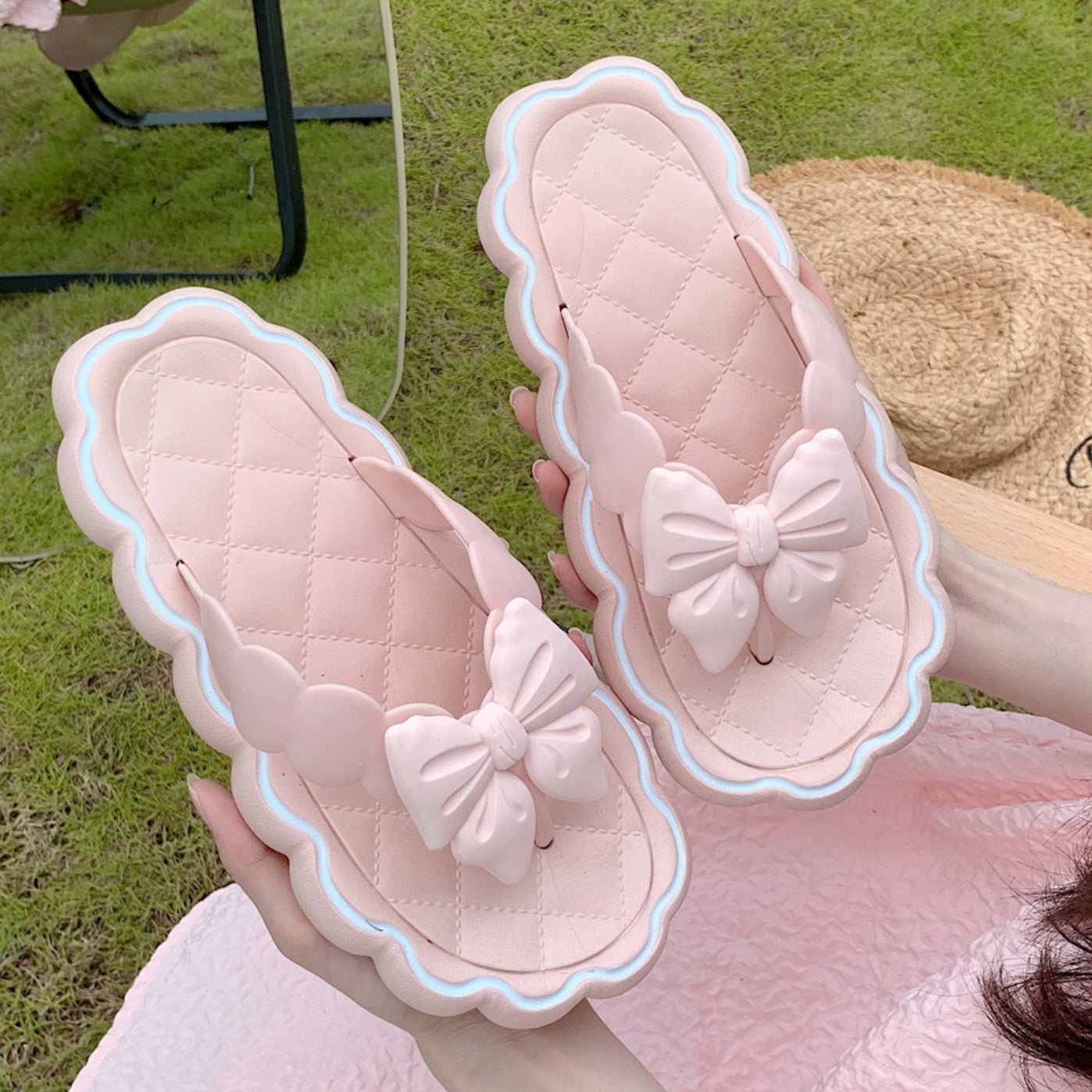 Pink Bow Knot Sandals - Kawaii Side