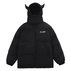 Pink Devil Horns Puffer Jacket - Kawaii Side