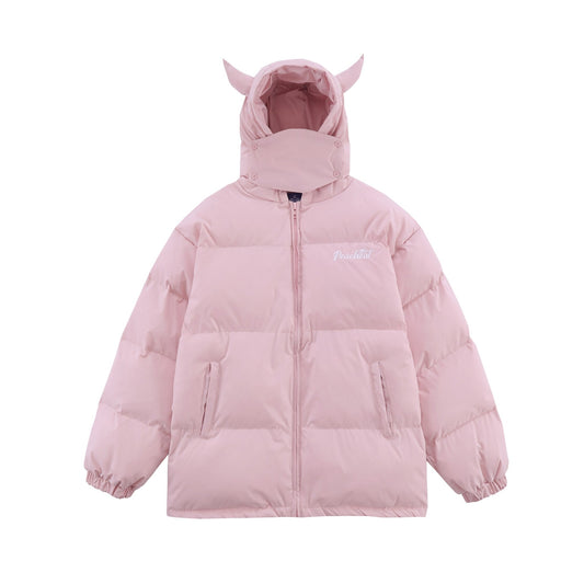 Pink Devil Horns Puffer Jacket - Kawaii Side