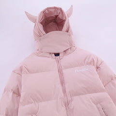 Pink Devil Horns Puffer Jacket - Kawaii Side