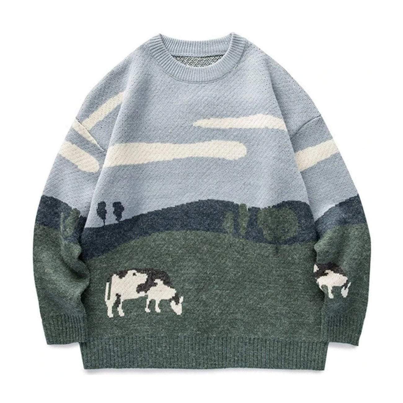 Prairie Cow Pattern Sweater - Kawaii Side