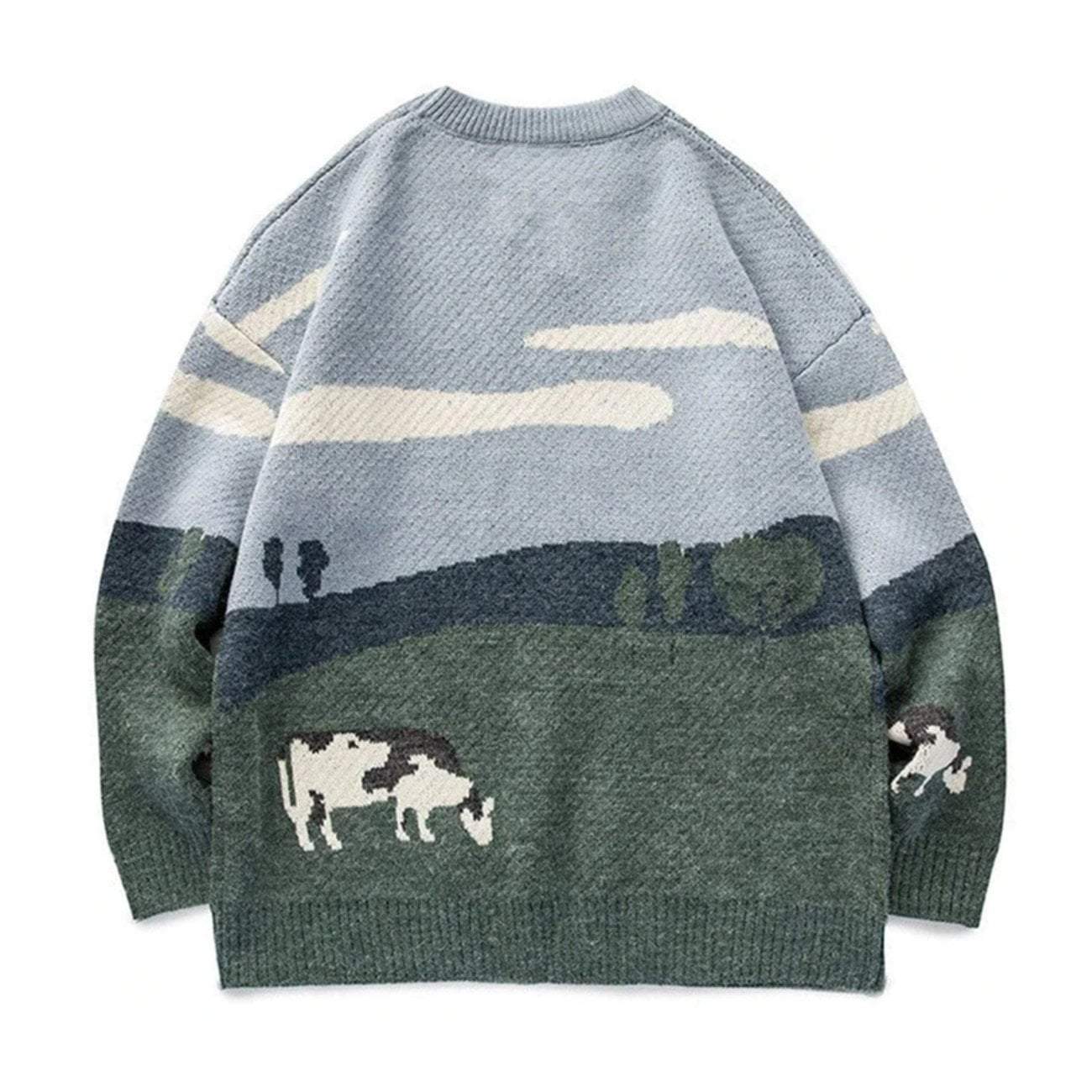 Prairie Cow Pattern Sweater - Kawaii Side