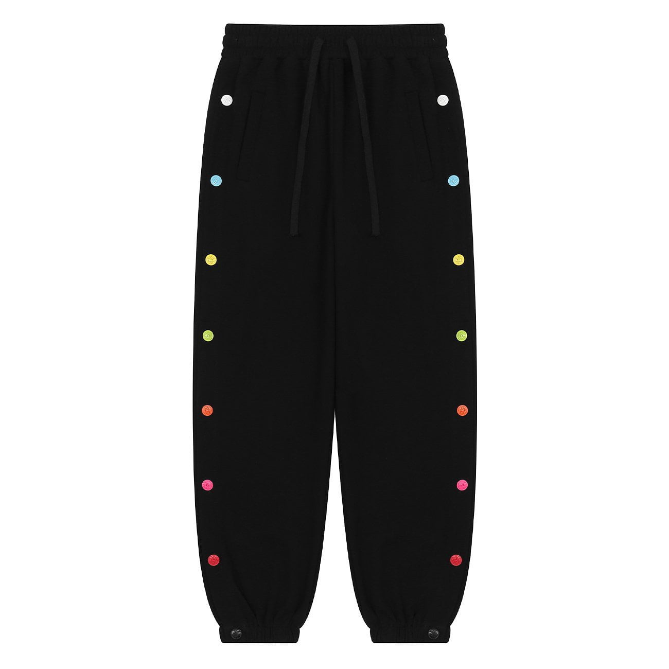 Rainbow Side Buckle Cotton Sweatpants - Kawaii Side