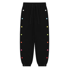 Rainbow Side Buckle Cotton Sweatpants - Kawaii Side