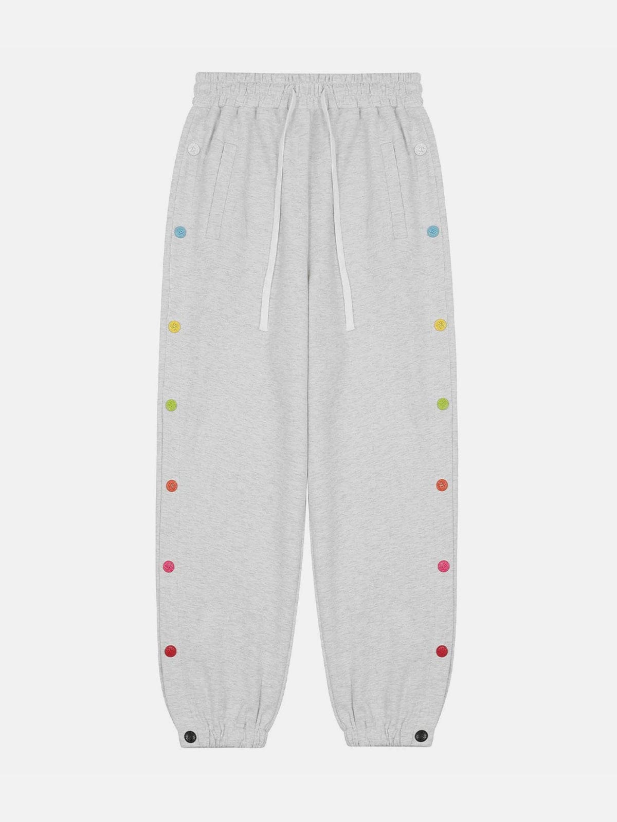 Rainbow Side Buckle Cotton Sweatpants - Kawaii Side